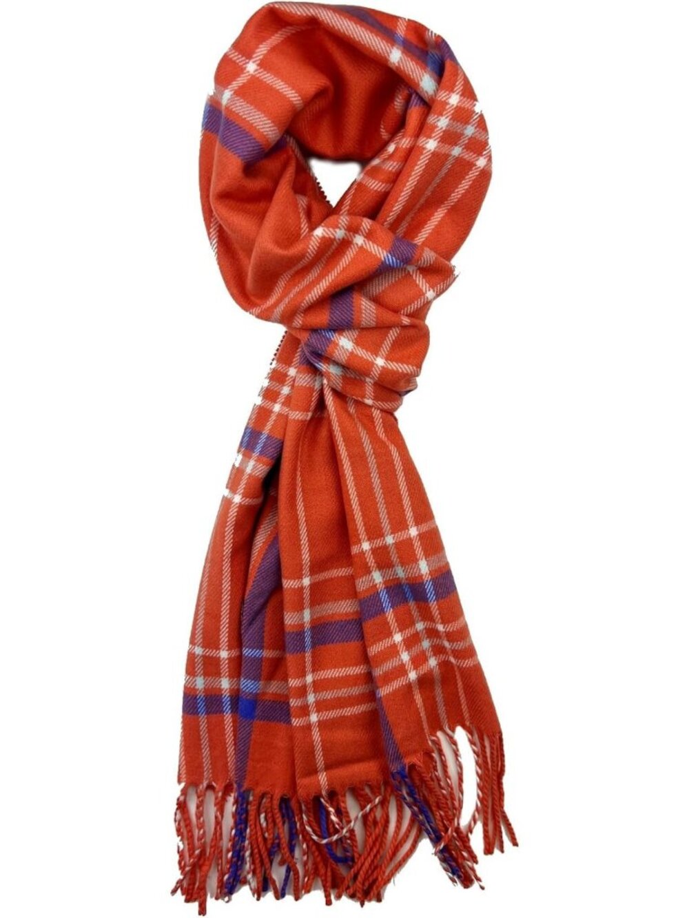 Cozy Plaid & Solid Cashmere Feel Winter Scarf | Warm Fringe Cold Weather